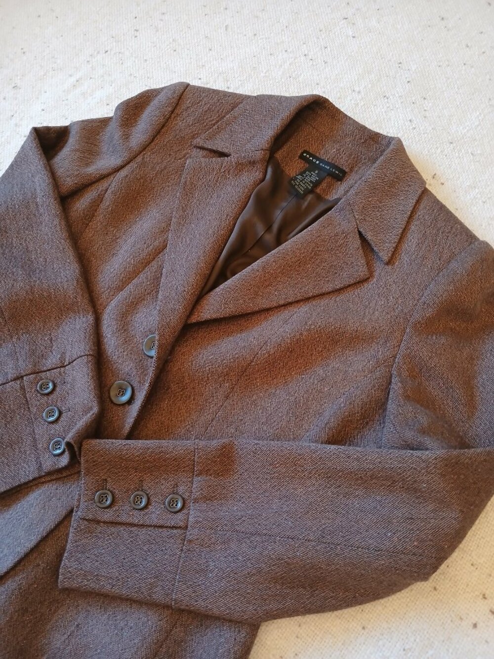 Grace Dane Lewis Women’s 8 Brown Wool Blazer Flecked Tweed Made USA 90s